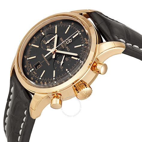 18k rose gold breitling transocean chronograph 38 black dial|Breitling Transocean .